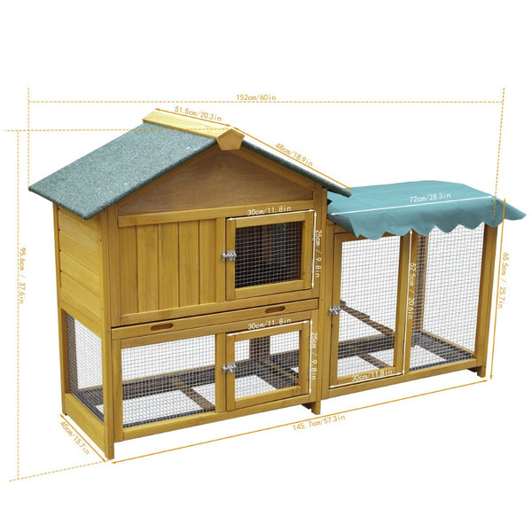 English Elm 45 Inch Solid Wood Outdoor Dog House with Elevated Floor and Waterproof Insulated Roof W1431P388037