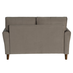 English Elm Brown Velvet Dunleith Loveseat with Tufted Plush Seatbacks, Flared Arms & Solid Wood Frame — Modern Comfort B011P204891