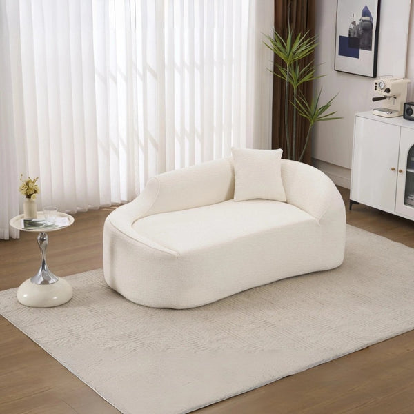 English Elm Ly-048 Sculpted Chenille Chaise Lounge Convertible Sleeper Sofa for Modern Living Spaces Milk White W2231P401698