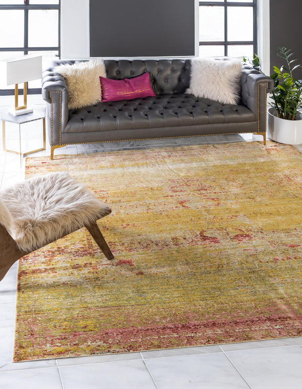 Unique Loom Green 6' 1 X 9' Austin Rug – Embrace Nature's Charm With A Fresh, Durable Addition To Your Home Decor Yellow  3125283-unique-loom