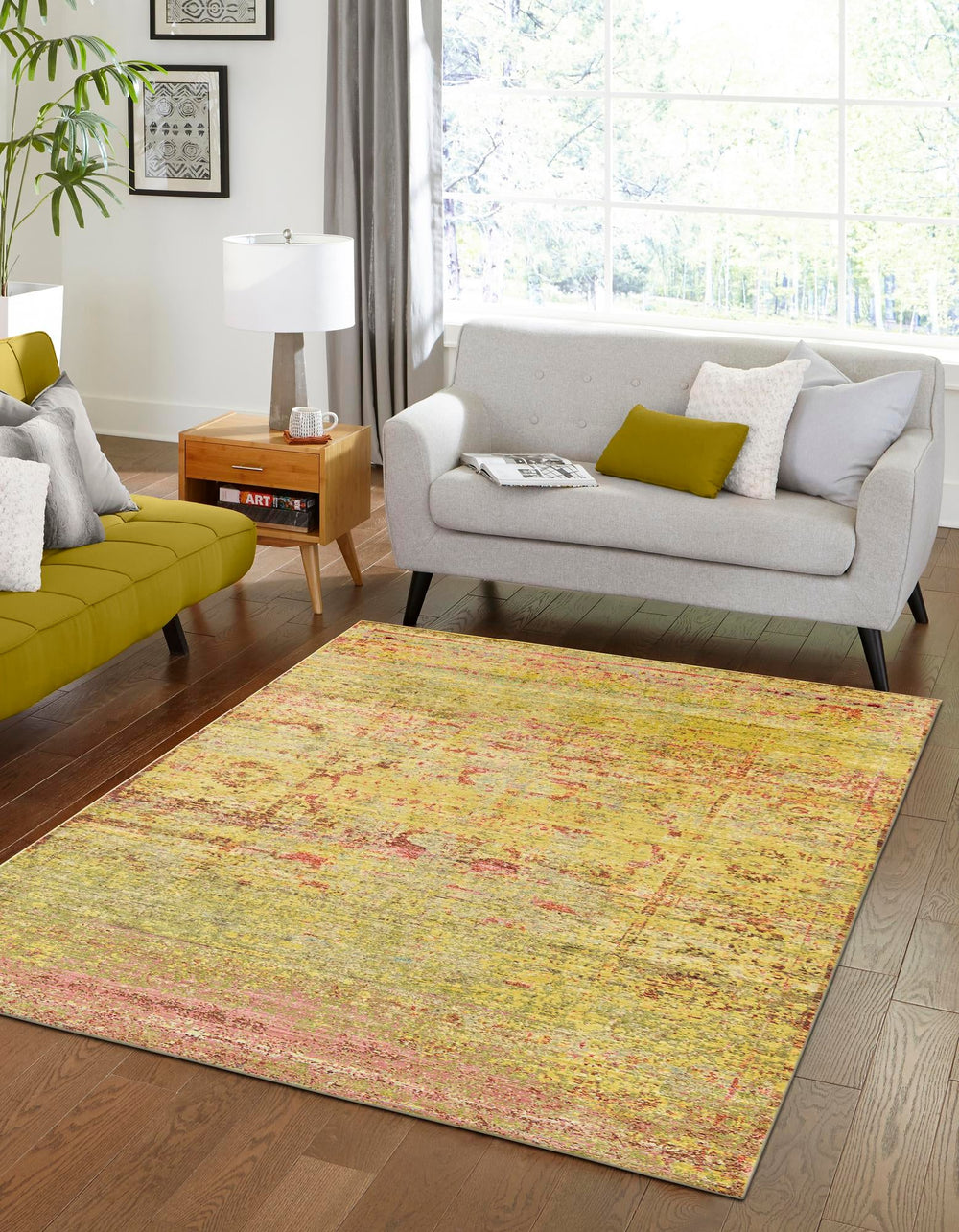 Unique Loom Green 6' 1 X 9' Austin Rug – Embrace Nature's Charm With A Fresh, Durable Addition To Your Home Decor Yellow  3125288-unique-loom