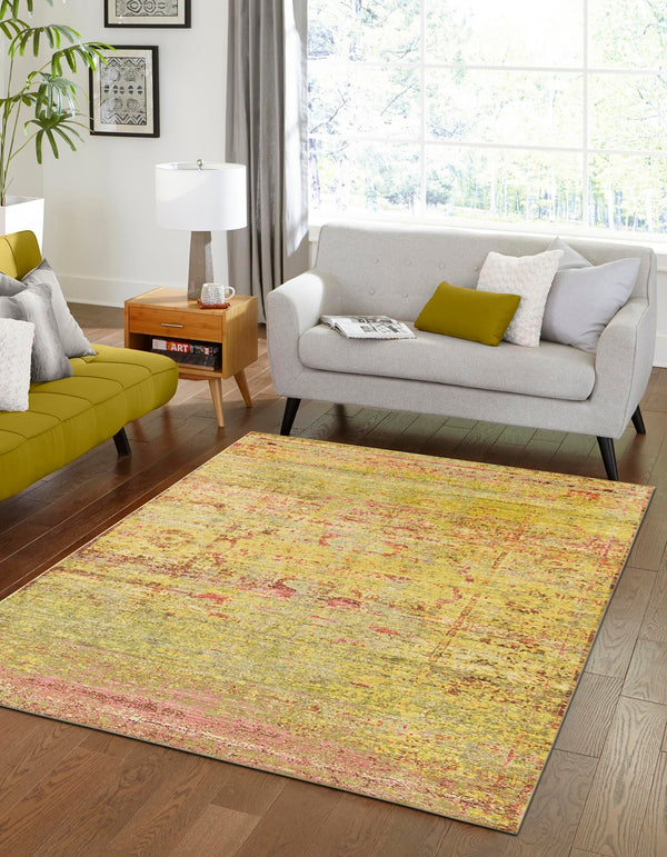 Unique Loom Green 6' 1 X 9' Austin Rug – Embrace Nature's Charm With A Fresh, Durable Addition To Your Home Decor Yellow  3125288-unique-loom