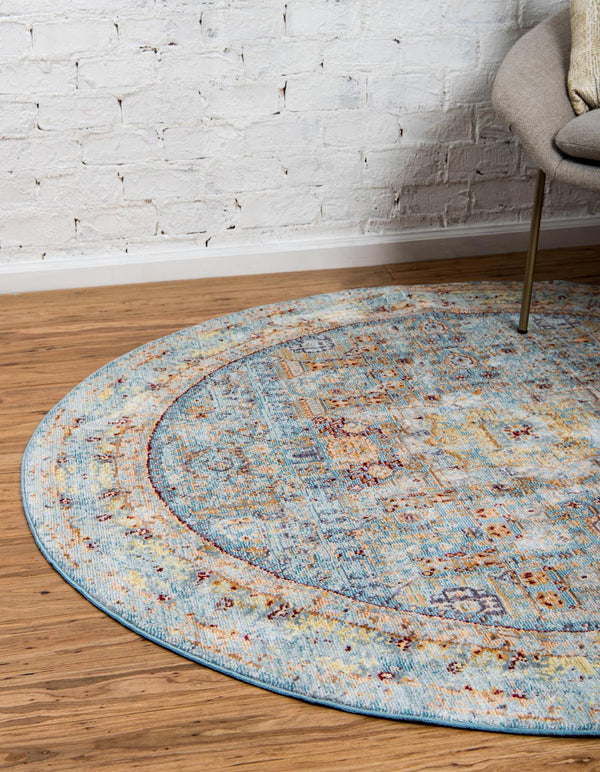 Unique Loom Light Austin Rug - Contemporary 4' Round Design In Refreshing Light Blue For Cozy Spaces Blue  3168072-unique-loom