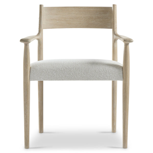 Bernhardt Asana Oak Arm Chair with Open Back and Japandi Minimalist Style