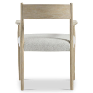 Bernhardt Asana Oak Arm Chair with Open Back and Japandi Minimalist Style