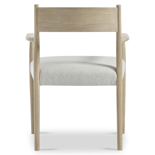 Bernhardt Asana Oak Arm Chair with Open Back and Japandi Minimalist Style