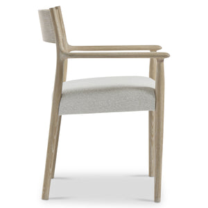 Bernhardt Asana Oak Arm Chair with Open Back and Japandi Minimalist Style