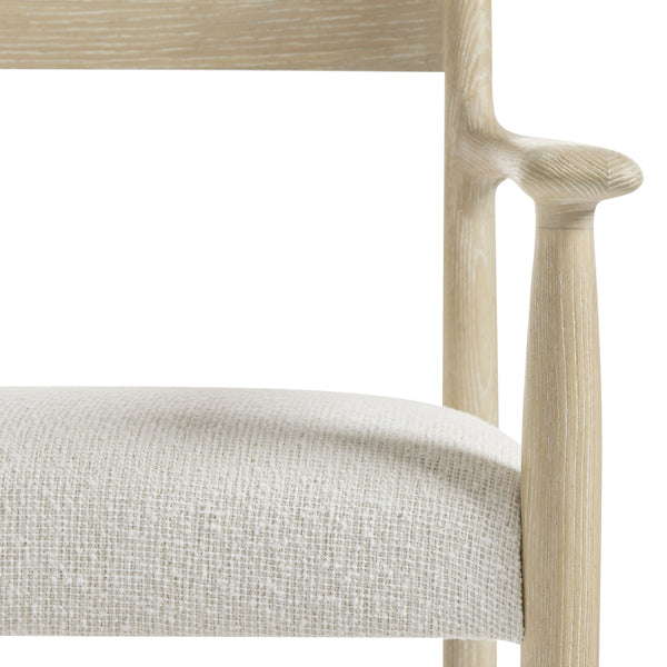 Bernhardt Asana Oak Arm Chair with Open Back and Japandi Minimalist Style