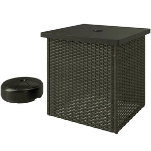 English Elm Outdoor Pe Rattan Side Table with Built-in Umbrella Hole for Patio Lounge Areas Brown Mix T3971P443917