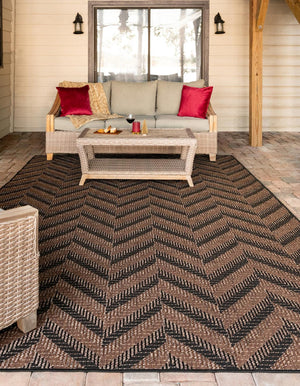 Unique Loom Brown 4'1" X 6'1" Outdoor Rug - Stylish And Durable Modern Design For Patios And Decks Brown  3185885-unique-loom