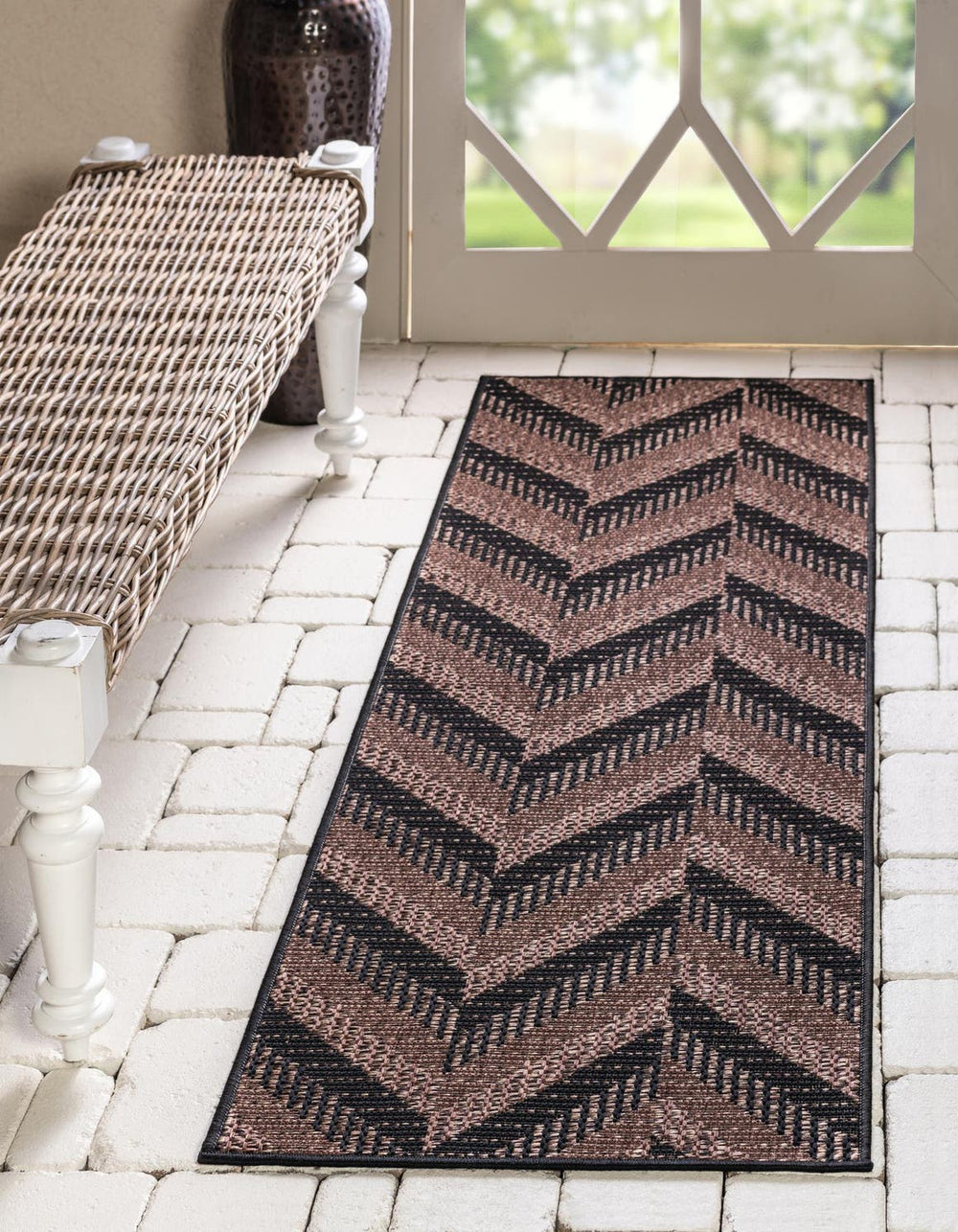 Unique Loom Light Outdoor Modern 6 Ft Runner Rug - Weather-resistant, Stylish Accent For Patios And Entryways Brown  3126521-unique-loom