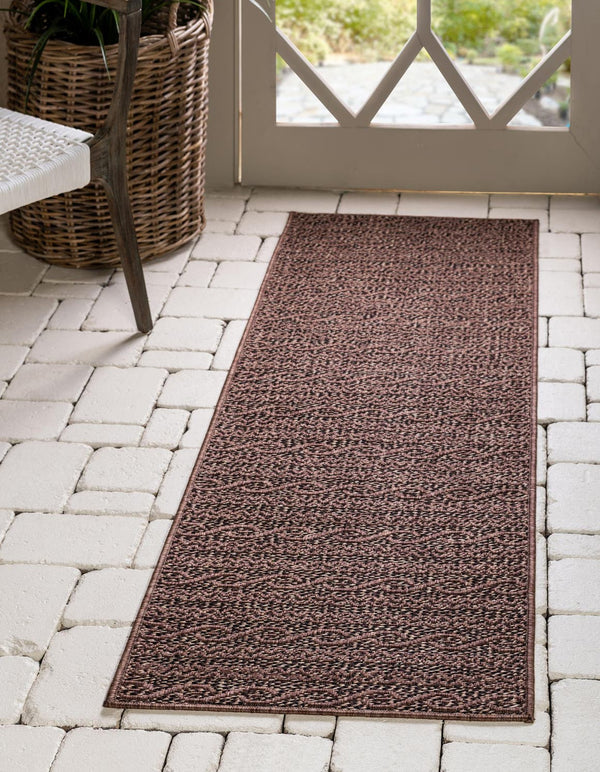 Unique Loom Light Outdoor Modern 6 Ft Runner Rug - Weather-resistant, Stylish Accent For Patios And Entryways Brown  3126533-unique-loom