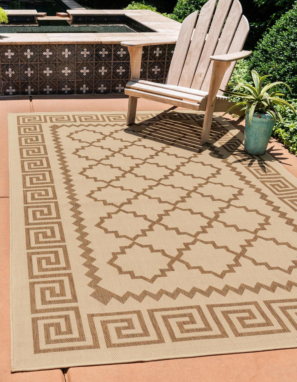 Unique Loom Gray Outdoor Trellis Rug - Stylish 3'3" X 5'1" Design For Indoor & Outdoor Spaces With Durability Beige  3126674-unique-loom