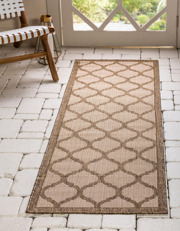 Unique Loom Gray Outdoor Trellis Rug - Stylish 3'3" X 5'1" Design For Indoor & Outdoor Spaces With Durability Beige,Brown  3126685-unique-loom