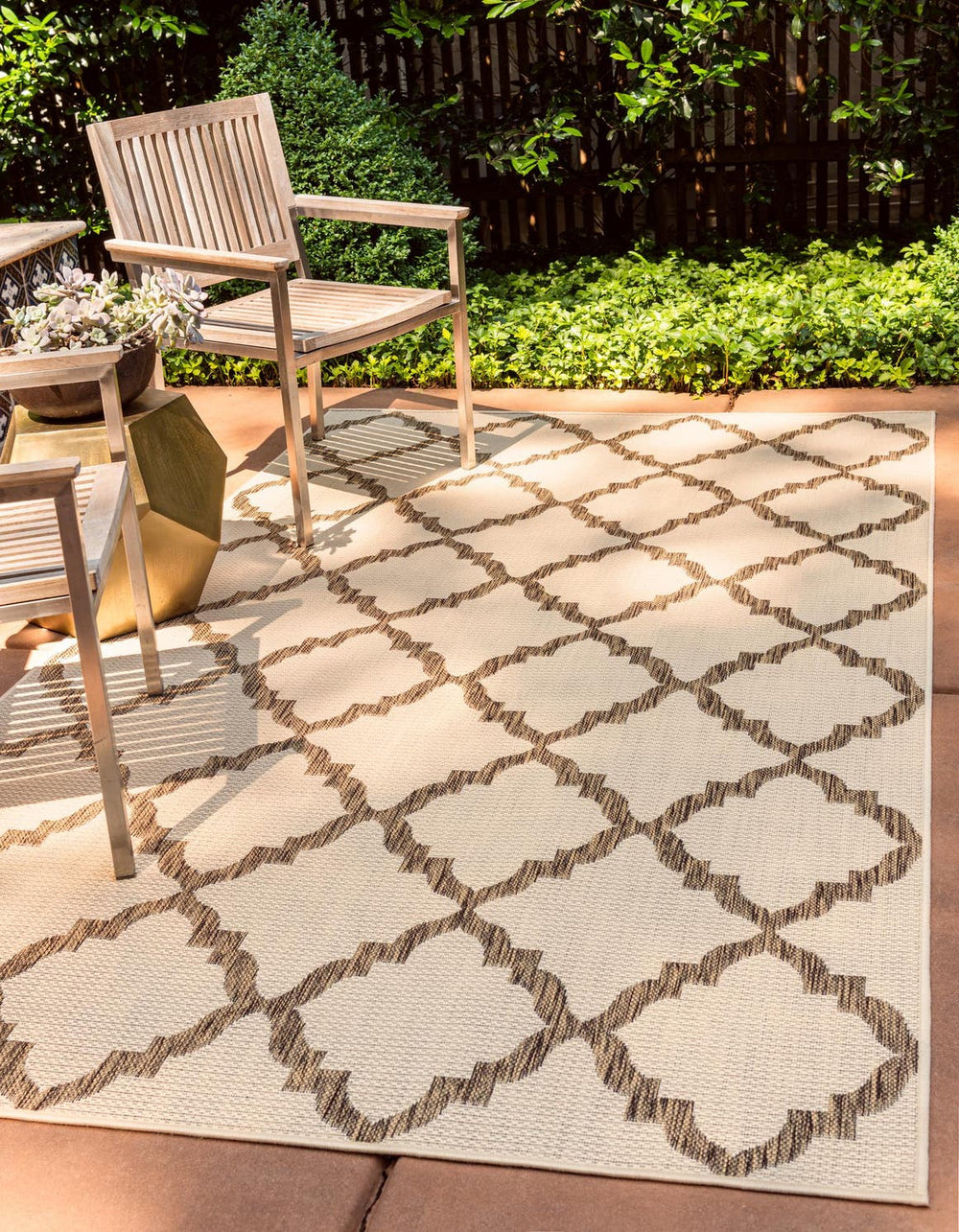 Unique Loom Beige Outdoor Trellis Runner - Stylish, Durable Rug Perfect For Patios, Walkways, And More! Beige  3126700-unique-loom