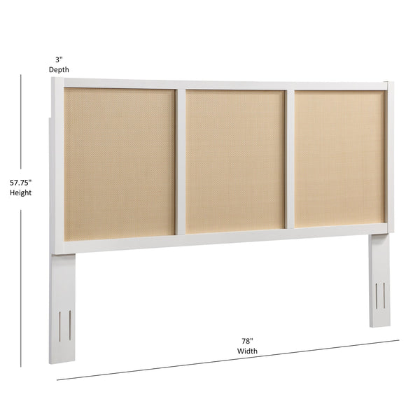 English Elm Barkley King Headboard - Coastal White Cane & Solid Wood Design With Adjustable Height For Versatility B050P393054
