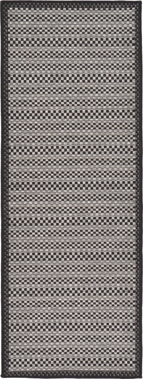 Unique Loom Tan Outdoor Border Collection 2' 2" X 6' 1" Runner Rug – Durable, Stylish, Perfect For Any Space Gray  3127195-unique-loom