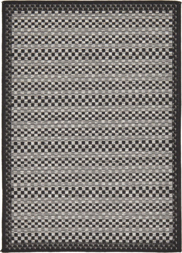 Unique Loom Tan Outdoor Border Collection 2' 2" X 6' 1" Runner Rug – Durable, Stylish, Perfect For Any Space Gray  3127196-unique-loom