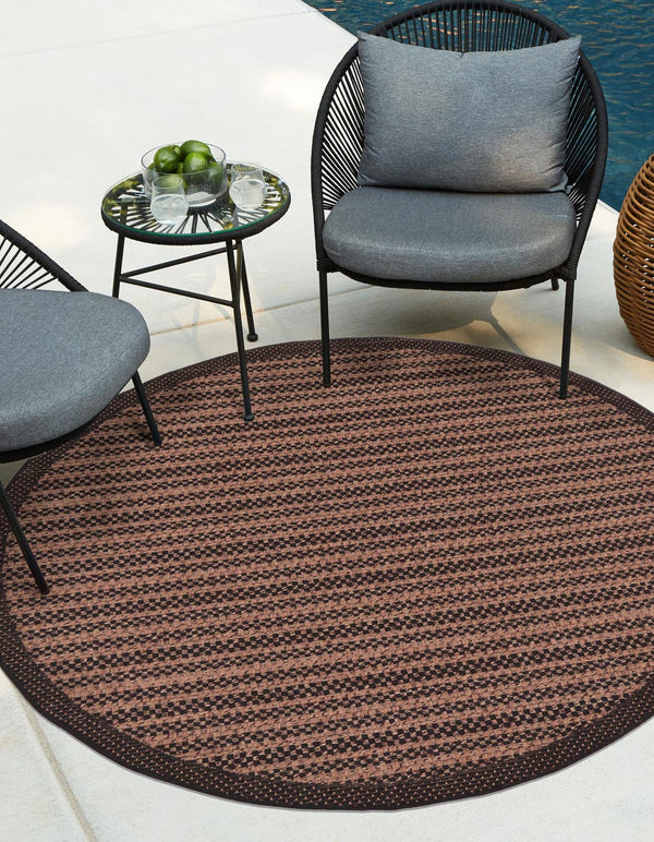 Unique Loom Tan Outdoor Border Collection 2' 2" X 6' 1" Runner Rug – Durable, Stylish, Perfect For Any Space Brown  3127197-unique-loom