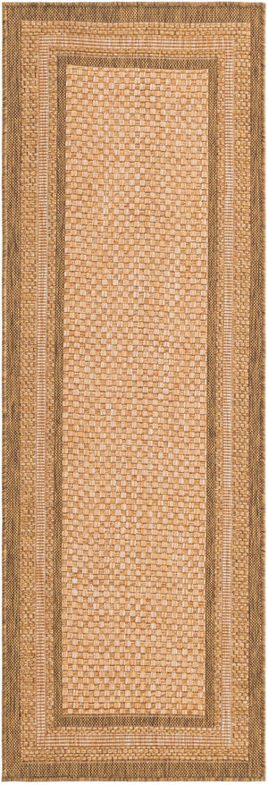 Unique Loom Tan Outdoor Border Collection 2' 2" X 6' 1" Runner Rug – Durable, Stylish, Perfect For Any Space Tan  3127199-unique-loom