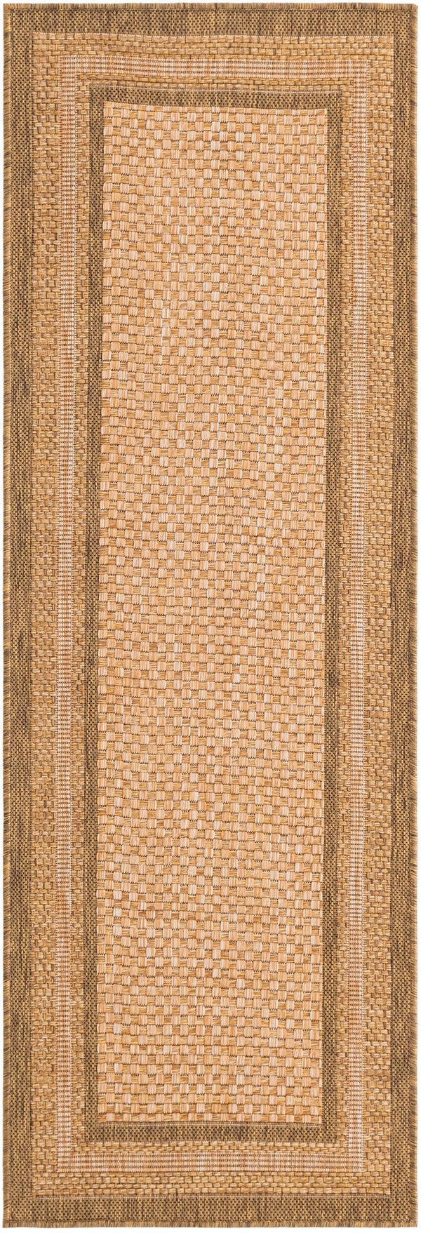 Unique Loom Tan Outdoor Border Collection 2' 2" X 6' 1" Runner Rug – Durable, Stylish, Perfect For Any Space Tan  3127199-unique-loom