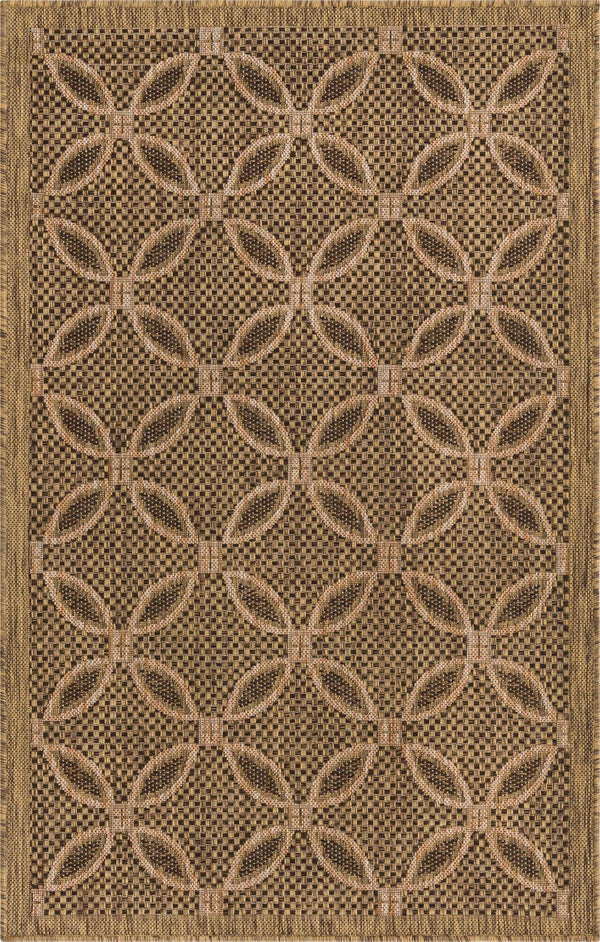 Unique Loom Light Outdoor Trellis Rug For Patio And Garden – Durable, Stylish Design For Small Spaces Brown  3127212-unique-loom