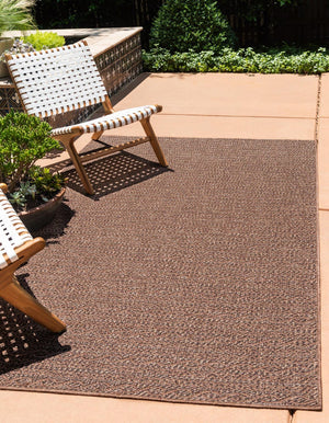 Unique Loom Light Outdoor Modern 6 Ft Runner Rug - Weather-resistant, Stylish Accent For Patios And Entryways Brown  3126534-unique-loom