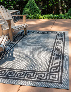 Unique Loom Brown Outdoor Border Rug – 3' X 5' Durable Design For Patios, Decks, And Garden Spaces Gray  3127239-unique-loom