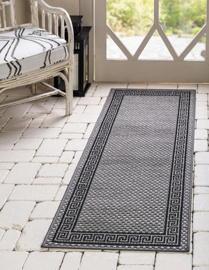 Unique Loom Brown Outdoor Border Rug – 3' X 5' Durable Design For Patios, Decks, And Garden Spaces Gray  3127238-unique-loom