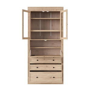 English Elm Topmax Shaker Pantry Cabinet with Drawers Power Outlet and Glass Doors SP000094AAA