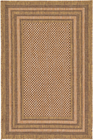 Unique Loom Light Outdoor Border Rug - Stylish 2'2"X3' Design Perfect For Entryways And Patios With Natural Charm Brown  3127470-unique-loom