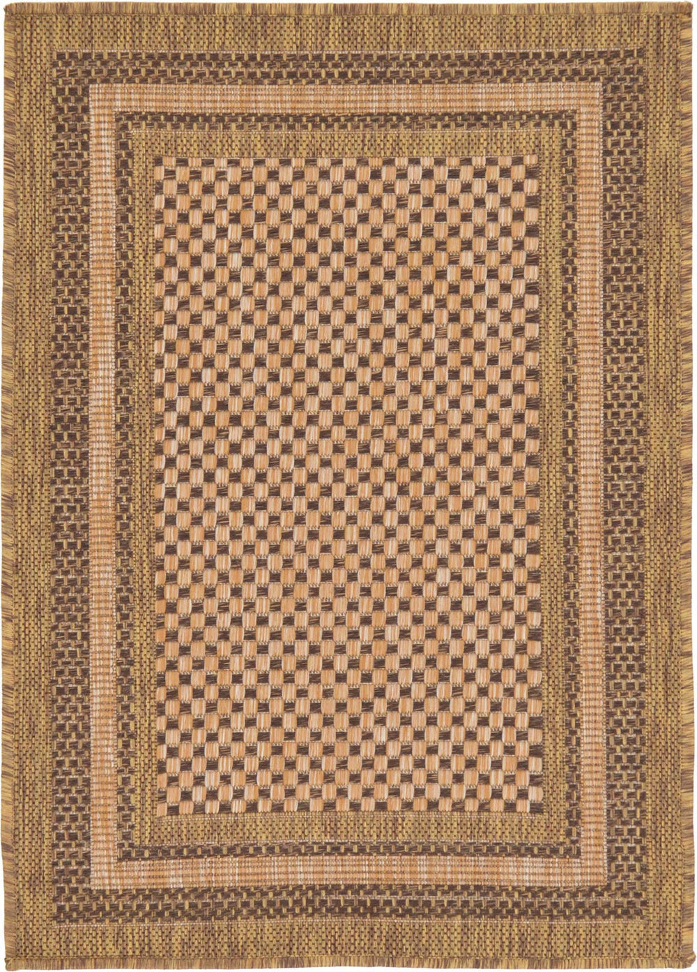 Unique Loom Light Outdoor Border Rug - Stylish 2'2"X3' Design Perfect For Entryways And Patios With Natural Charm Brown  3127471-unique-loom