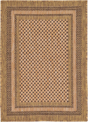 Unique Loom Light Outdoor Border Rug - Stylish 2'2"X3' Design Perfect For Entryways And Patios With Natural Charm Brown  3127472-unique-loom