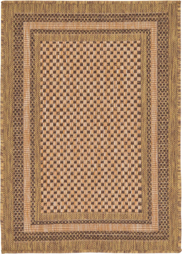 Unique Loom Light Outdoor Border Rug - Stylish 2'2"X3' Design Perfect For Entryways And Patios With Natural Charm Brown  3127472-unique-loom