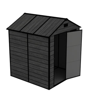 English Elm Campcraft Resin Storage Shed 6x6 Ft Polypropylene Waterproof Outdoor Wood Grain W1598S00029