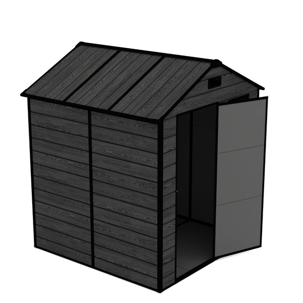 English Elm Campcraft Resin Storage Shed 6x6 Ft Polypropylene Waterproof Outdoor Wood Grain W1598S00029