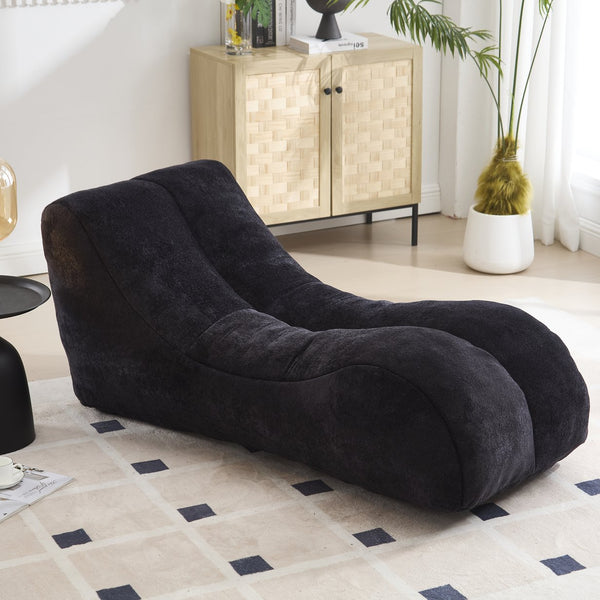 English Elm Creative Bean Bag Sofa Chair with Plush Superfiber Cover and Soft Foam Filling for Luxe Comfort Black W1996P266264
