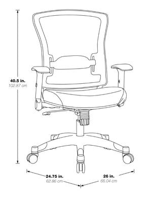 OSP Home Furnishings White Frame Ergonomic Mesh Manager Chair with Lumbar Support for Executive Office Use 317W-W1C1F2W-7
