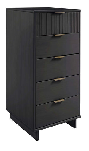 English Elm Granville 24" Charcoal Gray 5-Drawer Chest With Gold Handles & Organizer For Stylish Storage Solutions B365S00072