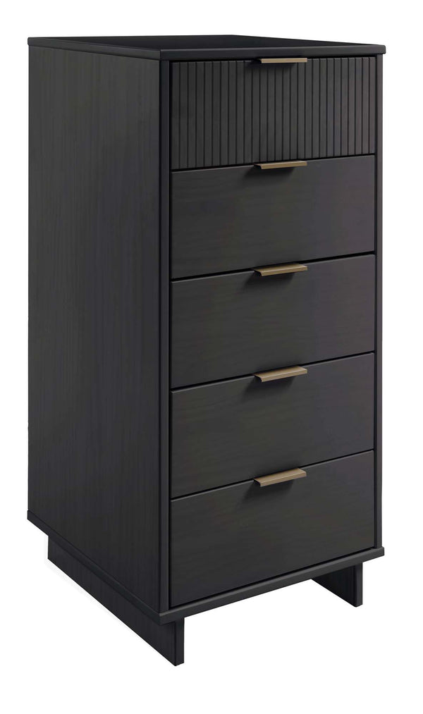 English Elm Granville 24" Charcoal Gray 5-Drawer Chest With Gold Handles & Organizer For Stylish Storage Solutions B365S00072