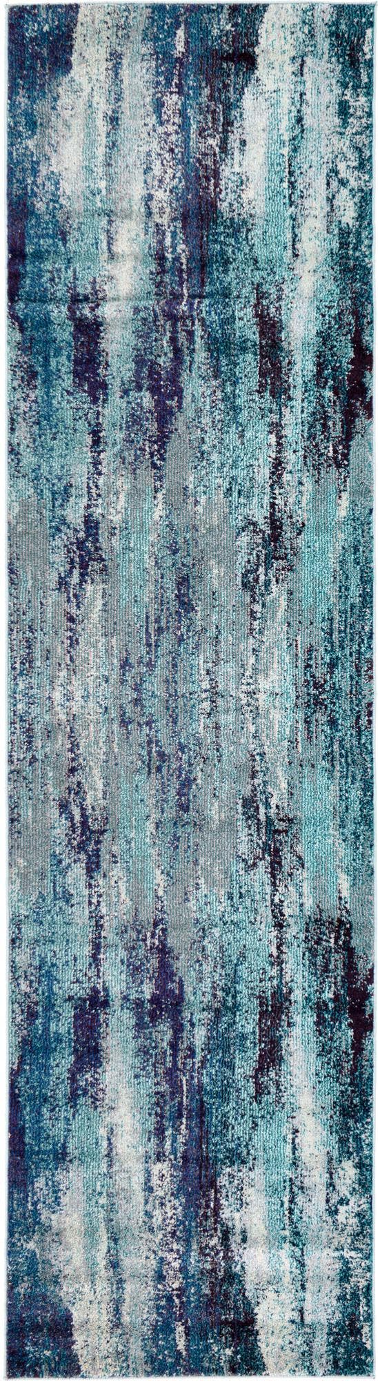 Unique Loom Turquoise 3' X 10' Runner - Vibrant Jardin Collection Accent For Elegant Hallways And Spaces Blue  3128075-unique-loom