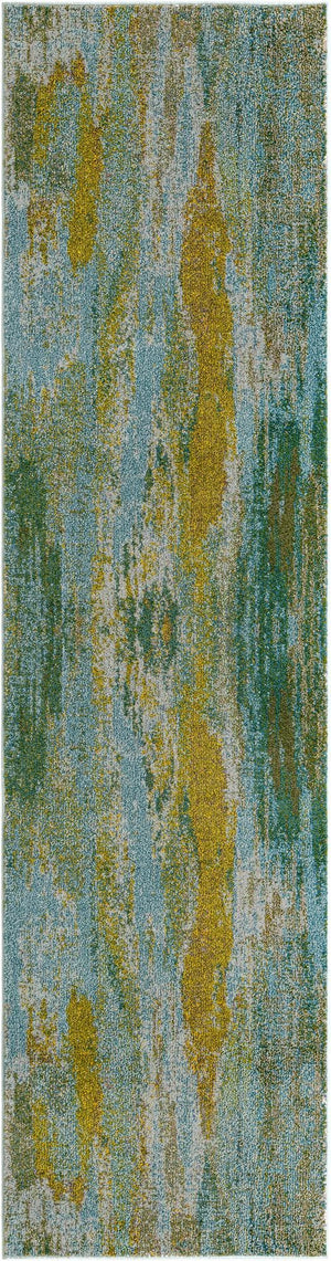 Unique Loom Turquoise 3' X 10' Runner - Vibrant Jardin Collection Accent For Elegant Hallways And Spaces Turquoise  3128088-unique-loom