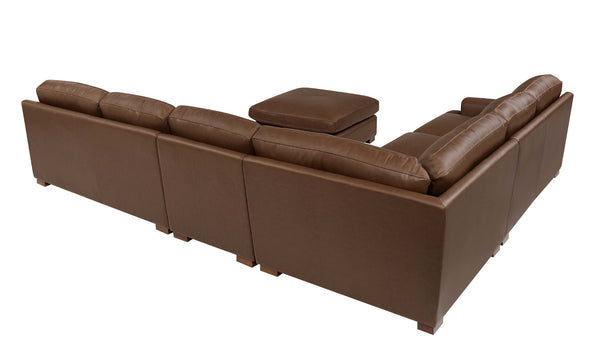English Elm Leather Match Modular Sectional with Top-grain Upholstery and Flexible Open Plan Seating Dark Brown B2748S00028