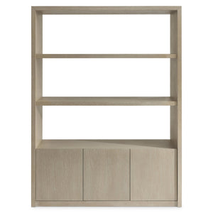 Bernhardt Asana Wire-brushed Oak Etagere with Open Shelves and Concealed Storage