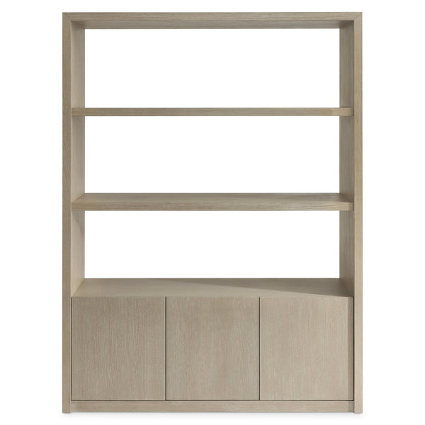 Bernhardt Asana Wire-brushed Oak Etagere with Open Shelves and Concealed Storage