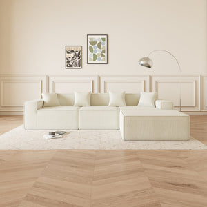 English Elm Modular L-Shaped Sectional Sofa - Reversible Chaise, Soft Corduroy Fabric, Space-Saving Comfort W1765S00107