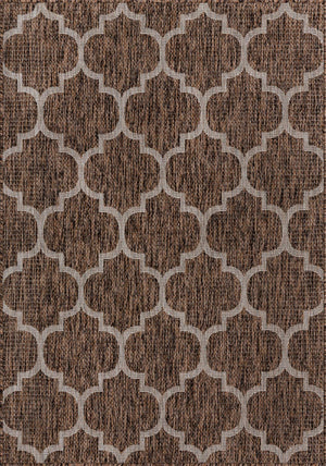 Unique Loom Black Outdoor Trellis Rug - Elegant 4' 1" X 6' 1" Design For Stylish Patios And Decks Brown  3128939-unique-loom