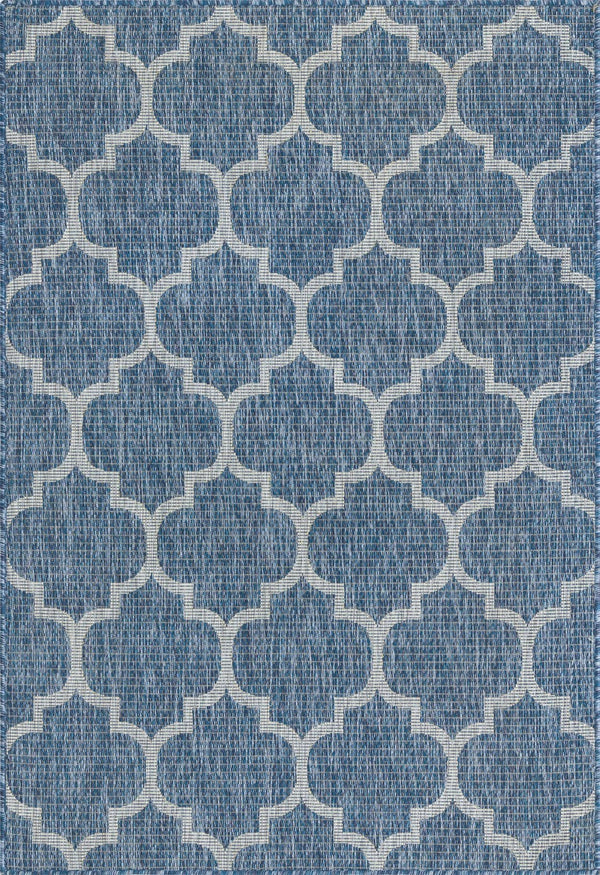 Unique Loom Black Outdoor Trellis Rug - Elegant 4' 1" X 6' 1" Design For Stylish Patios And Decks Navy,Blue  3128999-unique-loom