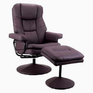 English Elm Swivel Faux Leather Manual Recliner with Ottoman Ergonomic Lounge Chair for Living Room W1622P460958