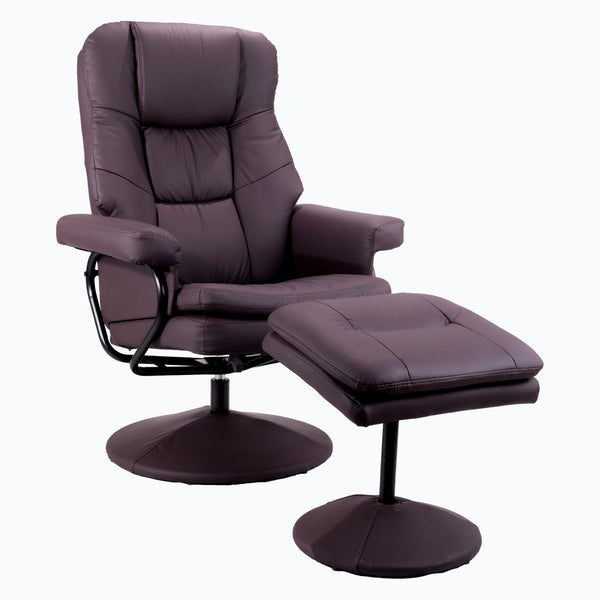 English Elm Swivel Faux Leather Manual Recliner with Ottoman Ergonomic Lounge Chair for Living Room W1622P460958